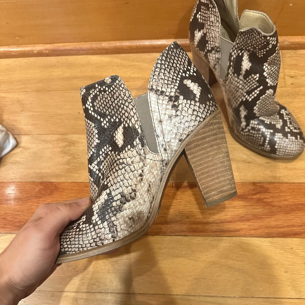 Vince Camuto snake skin booties